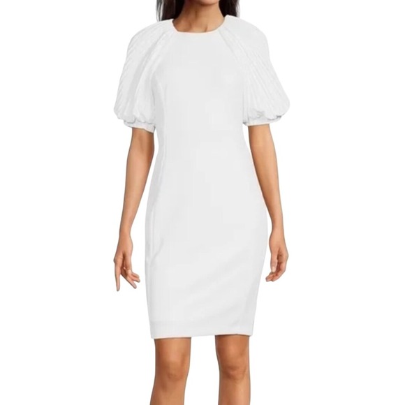 Calvin Klein Dresses & Skirts - Calvin Klein White Puff Sleeve Sheath Dress Cocktail Party Women's Size‎ 2